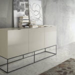 Pearl Gray wooden sideboard and black steel
