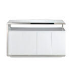 White wooden sideboard and stainless steel