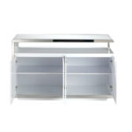 White wooden sideboard and stainless steel