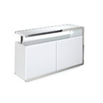 White wooden sideboard and stainless steel