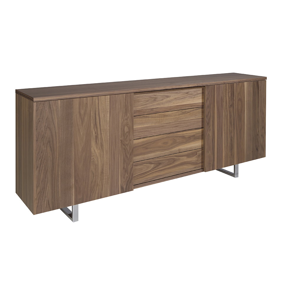 Sideboard aus Walnussholz und Chromstahl