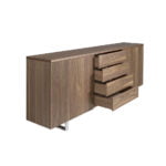 Walnut wood and chrome steel sideboard