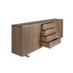 Sideboard aus Walnussholz und Chromstahl