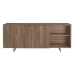 Walnut wood and chrome steel sideboard