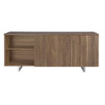 Walnut wood and chrome steel sideboard