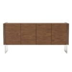 Walnut wood sideboard and tempered glass