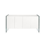 White wooden sideboard and tempered glass