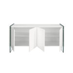 White wooden sideboard and tempered glass