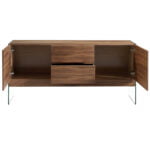 Credenza in legno di noce e vetro temperato