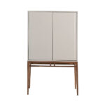 Fog color wooden display cabinet and Walnut wood legs