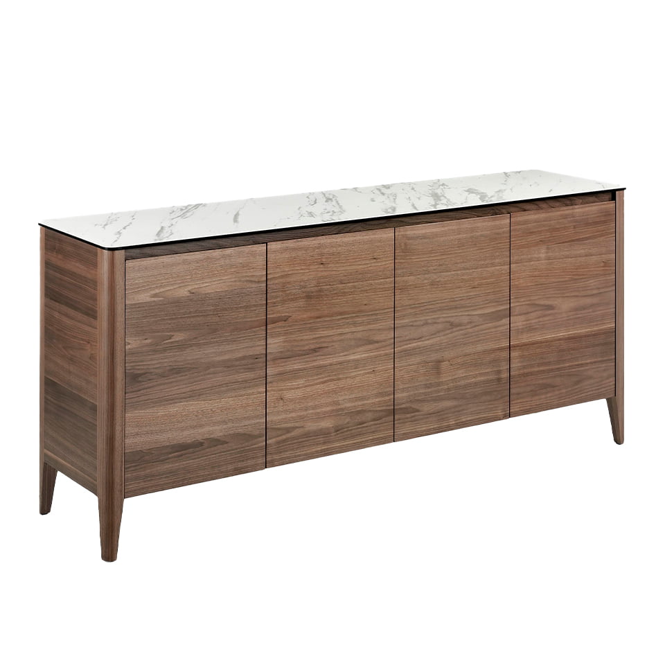 Walnut wood sideboard and porcelain top