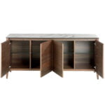 Sideboard aus Walnussholz und Porzellanplatte