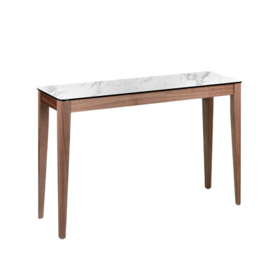 (Español) Consola rectangular mármol porcelánico y nogal console table - Angel Cerda