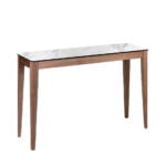 Walnut wood console and porcelain top