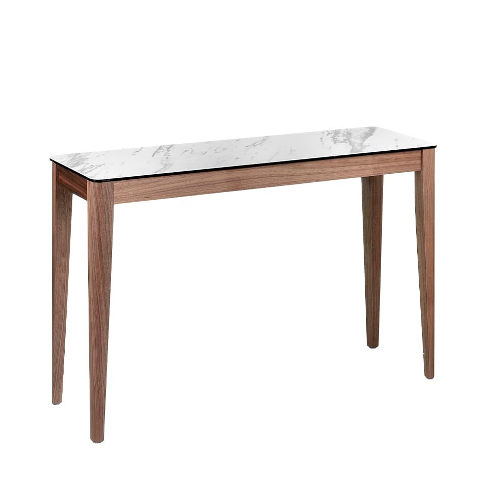 Console en bois de noyer et plateau en porcelaine