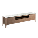 Walnut wood TV cabinet and porcelain top