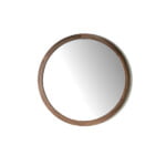 Круглое зеркало с рамой из дерева орехового цвета
