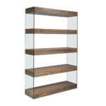 Walnut colored wooden shelf and tempered glass