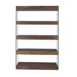 Walnut colored wooden shelf and tempered glass