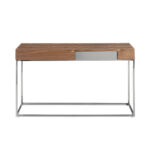 Walnut wood and chrome steel reception console