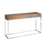 Walnut wood and chrome steel reception console