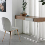 Walnut wood and chrome steel reception console