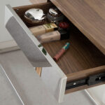 Walnut wood and chrome steel reception console