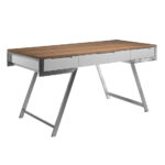 Walnut wood office desk and White fronts