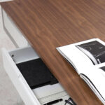 Walnut wood office desk and White fronts