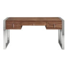 Walnut wood and chrome steel office desk