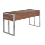 Walnut wood and chrome steel office desk