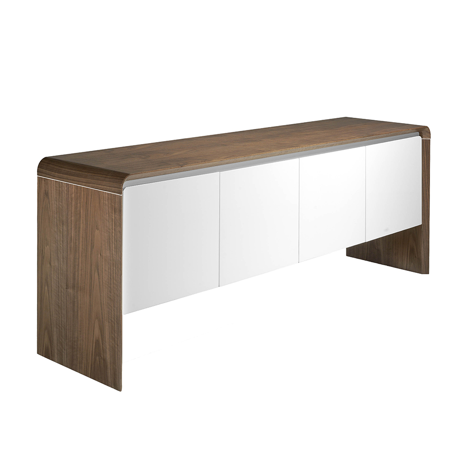 Walnut wood sideboard and White doors