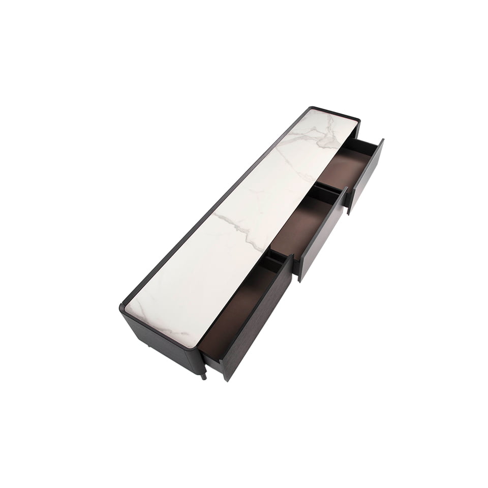 Wenge wood and porcelain marble TV cabinet Wenge wood and porcelain marble TV cabinet