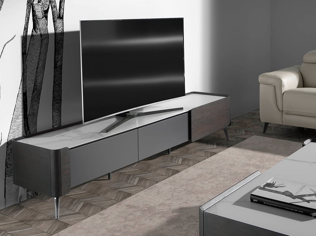 Wenge wood and porcelain marble TV cabinet Wenge wood and porcelain marble TV cabinet