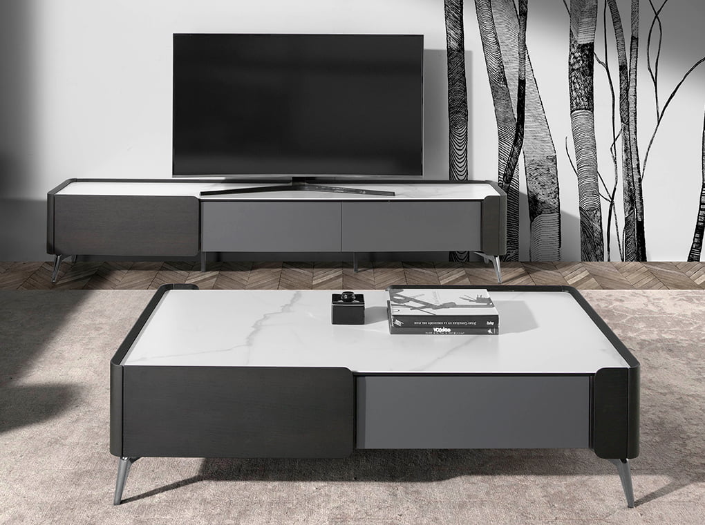 Wenge wood and porcelain marble TV cabinet Wenge wood and porcelain marble TV cabinet