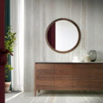 Walnut wood sideboard and porcelain top