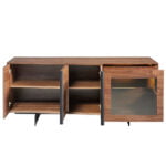 Walnut wood sideboard with interior led lighting