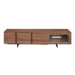 Walnut wood TV stand with interior led lighting