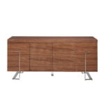 Sideboard aus Walnussholz und verchromtem Stahl