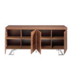 Sideboard in walnut wood and chrome steel