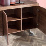 Sideboard aus Walnussholz und verchromtem Stahl