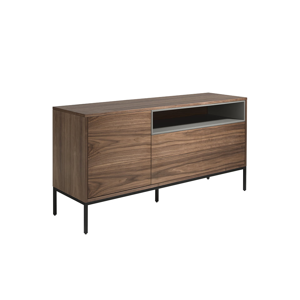 Sideboard aus Holz in Grau und Nussbaum