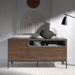 Sideboard aus Holz in Grau und Nussbaum