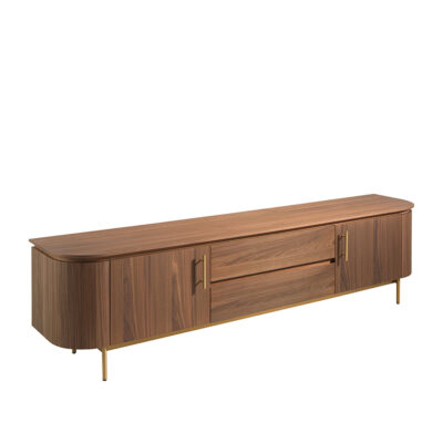 (Español) Mueble TV nogal y acero pulido dorado TV cabinet - Angel Cerda