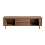 Mueble TV de madera Nogal y acero inoxidable dorado