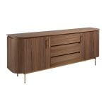 Sideboard in walnut wood and golden steel