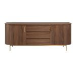 Sideboard in walnut wood and golden steel