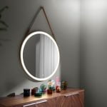 Round hanging wall mirror with LED lighting