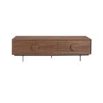 TV stand in walnut wood and black steel