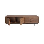 TV stand in walnut wood and black steel